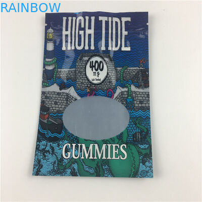 थ्री साइड सील जिपलॉक वील मायलर कस्टम प्रिंटेड पाउच स्मेल प्रूफ एडिबल