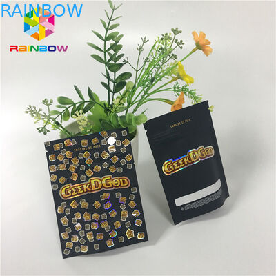 प्लास्टिक Mylar Ziplock कस्टम स्टैंड अप पाउच 150mg ब्लैक मैट