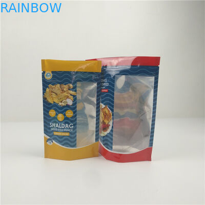 स्पष्ट खिड़की के साथ चमकदार सूखे मछली प्लास्टिक जिपर एल्यूमीनियम पन्नी पैकेजिंग