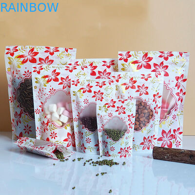 जिपर चमकदार खिड़की के साथ प्लास्टिक पाउच पैकेजिंग कस्टम लोगो खड़े हो जाओ