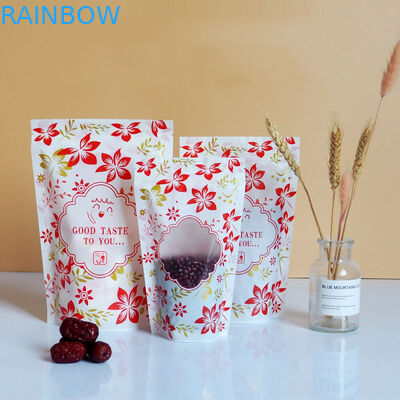 जिपर चमकदार खिड़की के साथ प्लास्टिक पाउच पैकेजिंग कस्टम लोगो खड़े हो जाओ