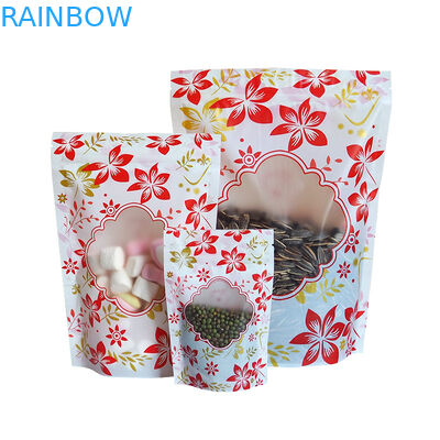 जिपर चमकदार खिड़की के साथ प्लास्टिक पाउच पैकेजिंग कस्टम लोगो खड़े हो जाओ