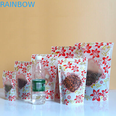 जिपर चमकदार खिड़की के साथ प्लास्टिक पाउच पैकेजिंग कस्टम लोगो खड़े हो जाओ