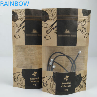 स्नैक वाटरप्रूफ स्टैंड अप लैमिनेटेड ब्राउन क्राफ्ट पेपर जिपलॉक बैग विद विंडो