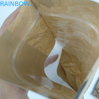 स्नैक वाटरप्रूफ स्टैंड अप लैमिनेटेड ब्राउन क्राफ्ट पेपर जिपलॉक बैग विद विंडो