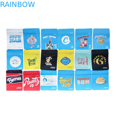 कुकीज़ कैलिफ़ोर्निया Sf 8 वीं 3.5 ग्राम माइलर जिप लॉक चाइल्डप्रूफ फ्लावर बैग छोटे आकार के 3.5 ग्राम कुकीज़ बैग होलोग्राम स्टिकर के साथ