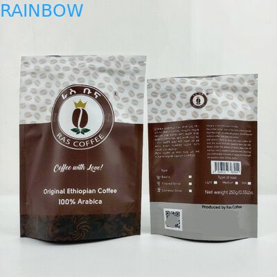 मैट एल्युमिनियम फॉयल स्टैंड अप पाउच पैकेजिंग कॉफ़ी पैकेजिंग बैग्स मायलर बैग्स