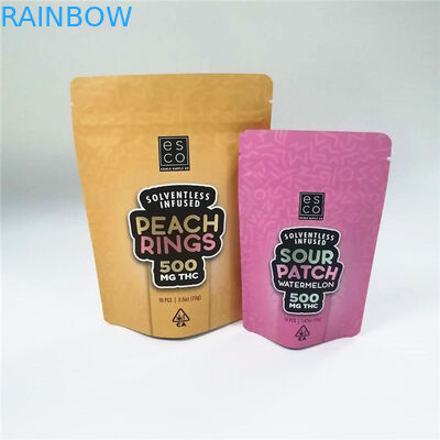 MOPP CMYK Mylar गंध प्रूफ पाउच Cbd Thc स्टैंड अप जिपर पाउच