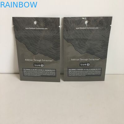 गंध प्रूफ स्टैंड अप पाउच Mylar बैग्स जिपलॉक 1g कैनबिस फ्लावर प्लास्टिक पाउच विथ हैंगर होल क्लियर विंडो