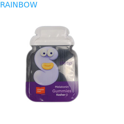 सीबी कस्टम आकार 3 साइड सील पन्नी पैकेजिंग चिपचिपा कैंडी फ्लैट बैग कस्टम प्लास्टिक पाउच पैकेजिंग ज़िप लॉक बैग