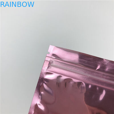 खिड़की के साथ आभूषण के लिए छोटे आकार के प्लास्टिक गुलाब गोल्ड ज़ीप्लॉक पाउच लोगो प्रिंटिंग तीन साइड सील जिपर बैग: