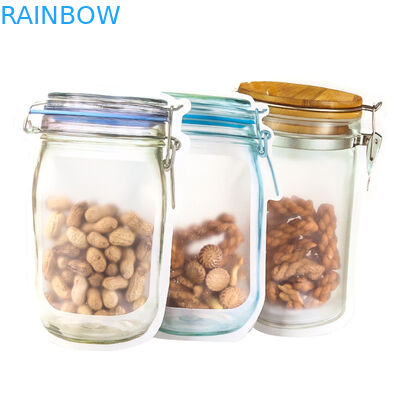 सीबीडी बीज के लिए मेसन जार पाउच सीबीडी फ्लॉवर गमियां टीएचसी इंडिका लीफ जिपर के साथ अनियमित पैकिंग पाउच