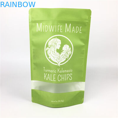 कस्टम मुद्रित खाद्य ग्रेड स्पष्ट खिड़की के साथ ज़िप लॉक सील प्लास्टिक पन्नी बिस्कुट चिप्स पेपर पैकेजिंग बैग खड़े हो जाओ