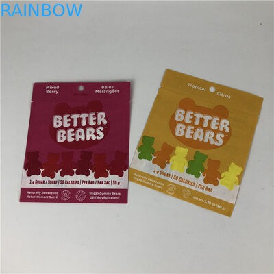 थ्री साइड सील फ्लैट हीट सीलिंग स्नैक कुकी एडिबल सीबीडी टीएचसी गमीज बायोडिग्रेडेबल पैकेजिंग बैग