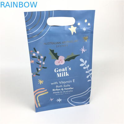 बॉडी स्क्रब पैकेजिंग के लिए हैंडल के साथ फ्लैट बॉटम ज़िप लॉक फूड ग्रेड फ्लैट बॉटम बैग्स