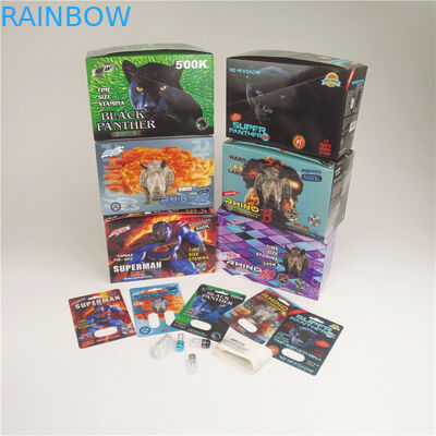 90mic गोलियां पेपर कार्ड 3D कार्ड राइनो 7 प्लास्टिक कैप्सूल ब्लिस्टर होलोग्राफिक