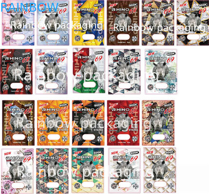 राइनो 10K / 100K / 69 पिल्स पेपर बॉक्स पिंक पुसी कैट पिल्स के लिए 3D ब्लिस्टर राइनो पैकेजिंग कार्ड