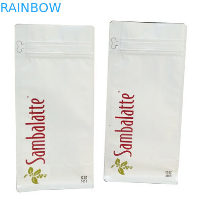 Degassing वाल्व मैट कॉफी पाउच 110mic CMYK MOPP फ्लैट बॉटम जिपर बैग