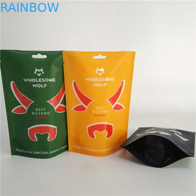 एमओपीपी चाइल्डप्रूफ मायलर बैग बिल्टोंग बीफ जेर्की पैकेजिंग 110 माइक्रोन