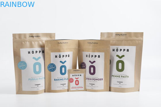 कस्टम बायोडिग्रेडेबल पीएलए क्राफ्ट पेपर जिपर पाउच चाय खाद्य पैकेजिंग खड़े हो जाओ: