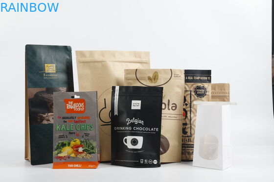 कस्टम बायोडिग्रेडेबल पीएलए क्राफ्ट पेपर जिपर पाउच चाय खाद्य पैकेजिंग खड़े हो जाओ: