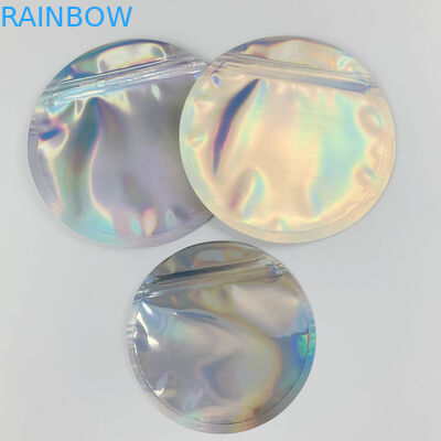 होलोग्राफिक माइलर मुद्रित सिक्का जिपर पैकेजिंग बैग सर्किल आकार 3.5 जी