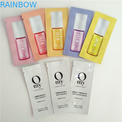 हीट सीलबंद प्रसाधन सामग्री नमूना पैकेजिंग पाउच फ्लैट पाउच Mylar पन्नी 3 पक्ष सील बैग