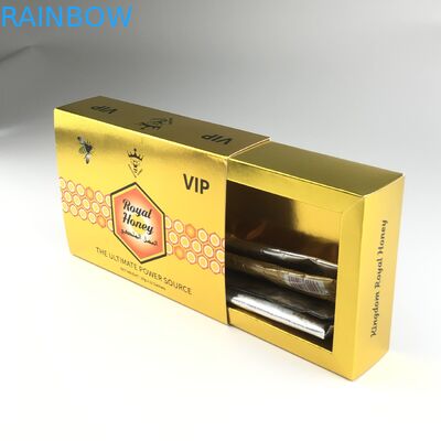 गोल्ड फ़ॉइल डिस्प्ले बॉक्स के साथ 10 ग्राम रॉ हनी लिक्विड पैकेजिंग बैग पाउच