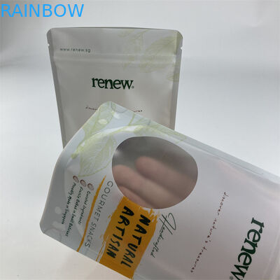 काजू मूंगफली के नाश्ते के लिए बायोडिग्रेडेबल पीएलए क्लियर विंडो स्टैंड अप पाउच 100 ग्राम 250 ग्राम 500 ग्राम