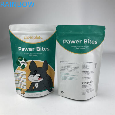 पुनर्नवीनीकरण अनुकूलित शोधनीय स्टैंड अप पाउच पालतू भोजन ब्राउन क्राफ्ट पेपर बैग