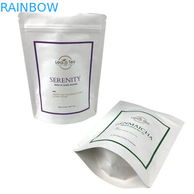 अपने लोगो के साथ कॉफी टी पैकेजिंग व्हाइट फ्रॉस्टेड जिपलॉक बैग स्मेल प्रूफ