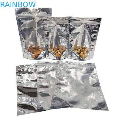 CMYK एल्युमिनियम फॉयल पैकेजिंग Mylar Doypac क्लियर विंडो फ्रंट सिल्वर बैक स्टैंड अप रीसीलेबल