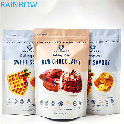 प्रिंटेड फूड ग्रेड माइलर पाउच कुकी केक स्नैक बैग पैकेजिंग जिप लॉक लैमिनेटेड