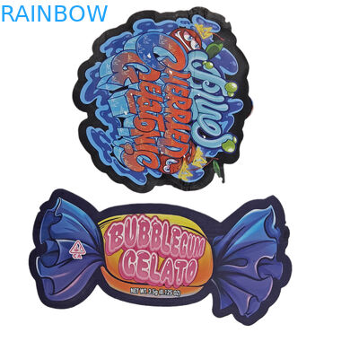 3.5 ग्राम 7 ग्राम 14 ग्राम चाइल्ड प्रूफ मैट सॉफ्ट टच स्पेशल शेप पैकेजिंग डाई कट मायलर बैग