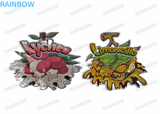 3.5 ग्राम 7 ग्राम 14 ग्राम 28 ग्राम होलोग्राफिक डाई कट अनियमित आकार की पैकेजिंग जिपर गंध रोधी खाद्य पैकेजिंग