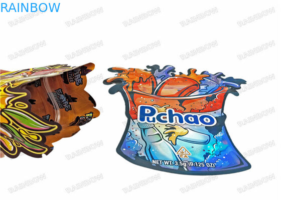 जिपलॉक पाउच 3.5 ग्राम 7 ग्राम 14 ग्राम विशेष आकार का कस्टम खाद्य गंध रोधी डाई कट मायलर बैग