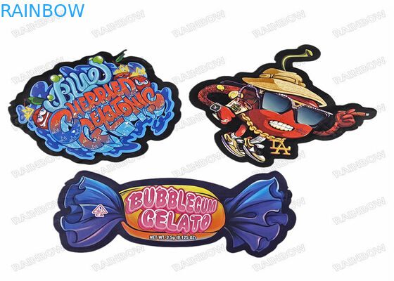 डाई कट अनियमित 3.5 ग्राम स्नैक बैग विशेष आकार का खाद्य प्लास्टिक जिपलॉक पैकेजिंग मायलर बैग