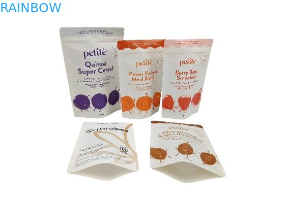 बायोडिग्रेडेबल क्राफ्ट पेपर स्टैंड अप बैग खाद्य पैकेजिंग पाउच