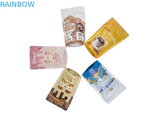 कस्टम स्टैंड अप कॉफ़ी बैग गंध रोधी एल्युमीनियम फ़ॉइल ज़िपलॉक बैग