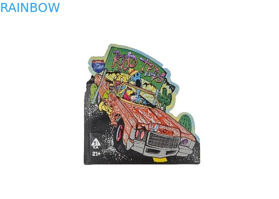 सॉफ्ट टच प्लास्टिक 3.5 ग्राम माइलर ज़िप लॉक बैग विशेष आकार की डिजिटल प्रिंटिंग