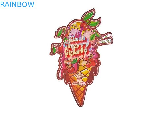 प्लास्टिक चाइल्डप्रूफ 3.5 ग्राम होलोग्राम माइलर जिपलॉक बैग डाई कट अनियमित विशेष आकार