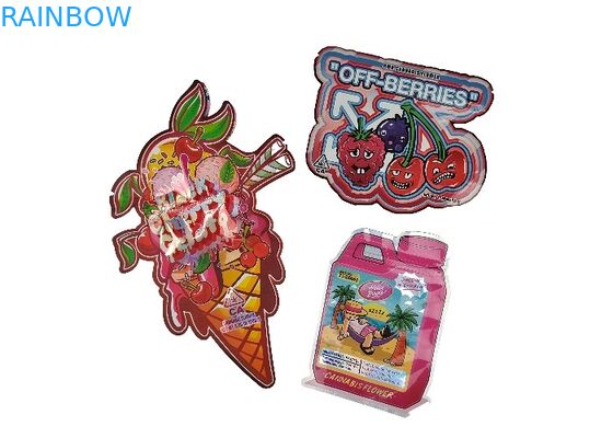 प्लास्टिक डाई कट कस्टम माइलर बैग विशेष आकार की होलोग्राम पेंटिंग 3.5 ग्राम