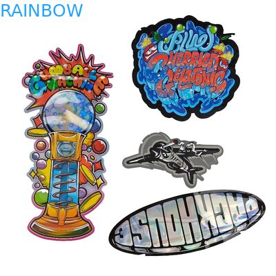 कस्टम 3.5 ग्राम - 28 ग्राम चमकदार होलोग्राम डाई कट मायलर बैग खाद्य पावर कुकी के लिए विशेष आकार