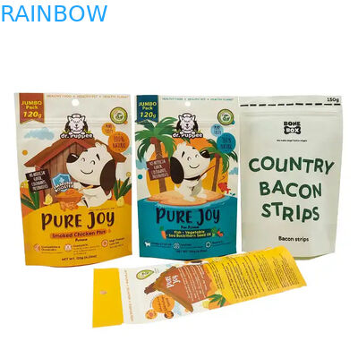 खाद्य उत्पादों के लिए अनुकूलित गर्मी सील करने योग्य क्राफ्ट पेपर थैला पुनः सील करने योग्य ज़िपर पालतू भोजन बैग के लिए खड़े थैला