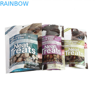 लंबे समय तक चलने वाले पालतू भोजन भंडारण के लिए सीएमवाईके रंगों में ज़िपर पालतू भोजन बैग