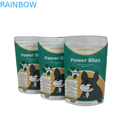 लंबे समय तक चलने वाले पालतू भोजन भंडारण के लिए सीएमवाईके रंगों में ज़िपर पालतू भोजन बैग