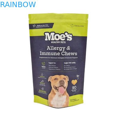 जिपर लॉक के साथ स्टैंड अप पैकेजिंग के लिए पुनः प्रयोज्य पालतू भोजन थैली