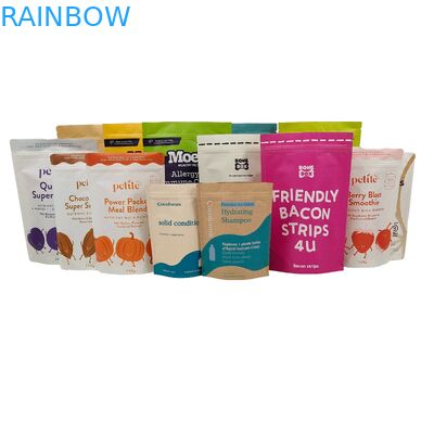 कस्टम लोगो मुद्रित बायोडिग्रेडेबल 100% पैकेट पैकेजिंग पुनः प्रयोज्य स्टैंड अप प्लास्टिक बैग