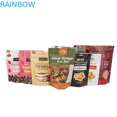 अनुकूलित थोक लोगो मुद्रित खाद्य ग्रेड चॉकलेट पैकेजिंग स्नैक ज़िपर स्टैंड अप प्लास्टिक बैग