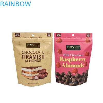 कस्टम पुनः बंद करने योग्य प्लास्टिक चॉकलेट बीन्स पाउच एल्यूमीनियम पन्नी खड़े हो जाओ पाउच स्नैक केशव जिपर बैग